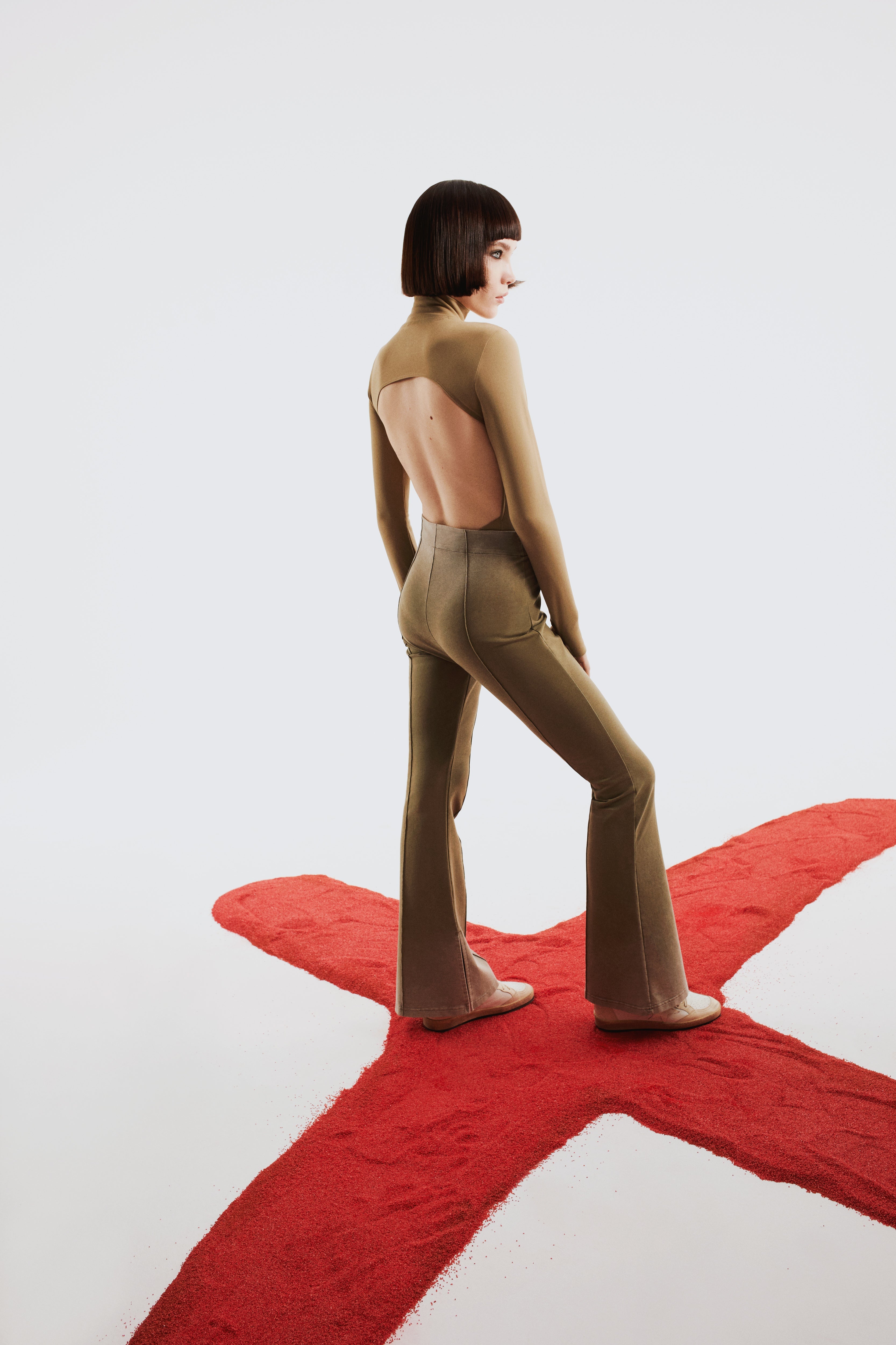 Cotton Acid Washed Flare Sweatpant - Covert Green